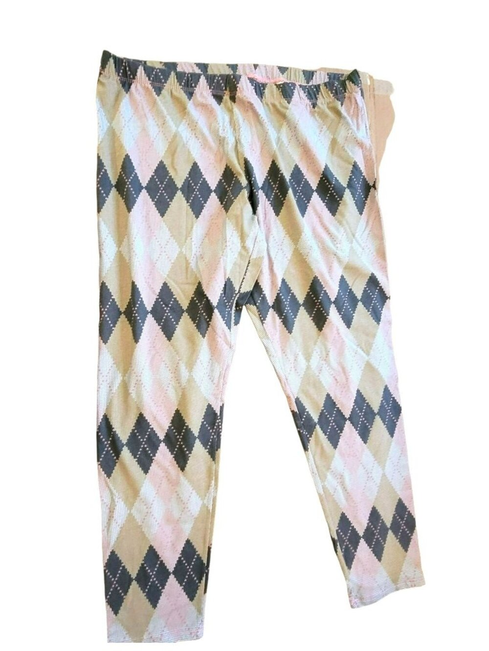 Girls Academic Argyle Leggings Gray Pink Khaki Geometric Juniors Size 7-9 NWT JJ